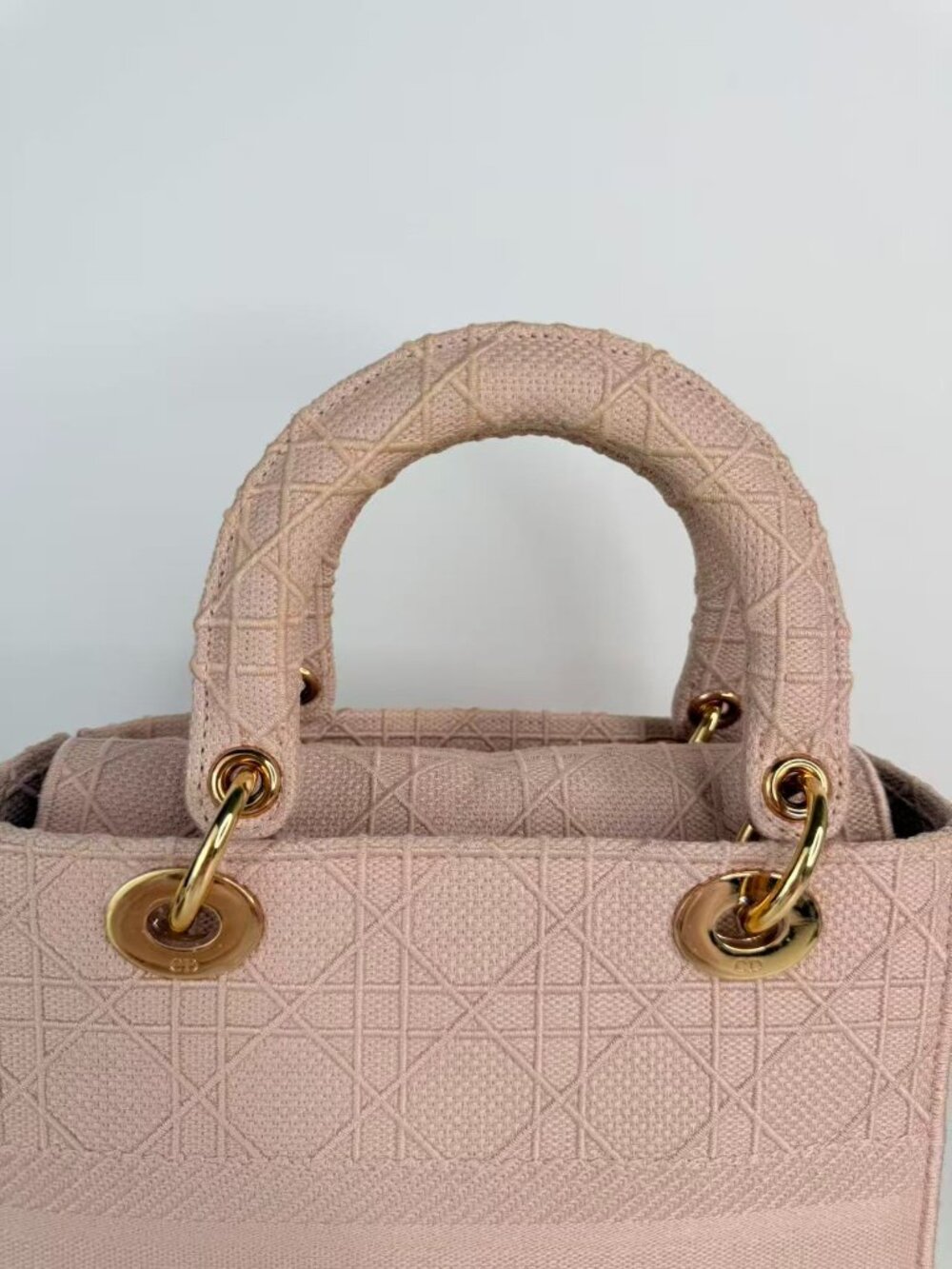 Dior Medium Lady D-Lite Pink Cannage Embroidered Top Handle Shoulder Bag - Picture 9 of 13